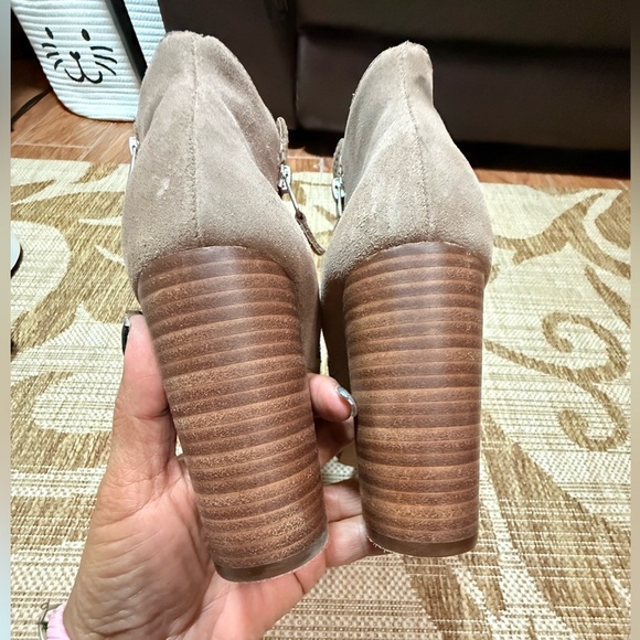 JESSICA SIMPSON nude / taupe ankle boot, zip side, open toe, size 9.5. Keris - Picture 10 of 11